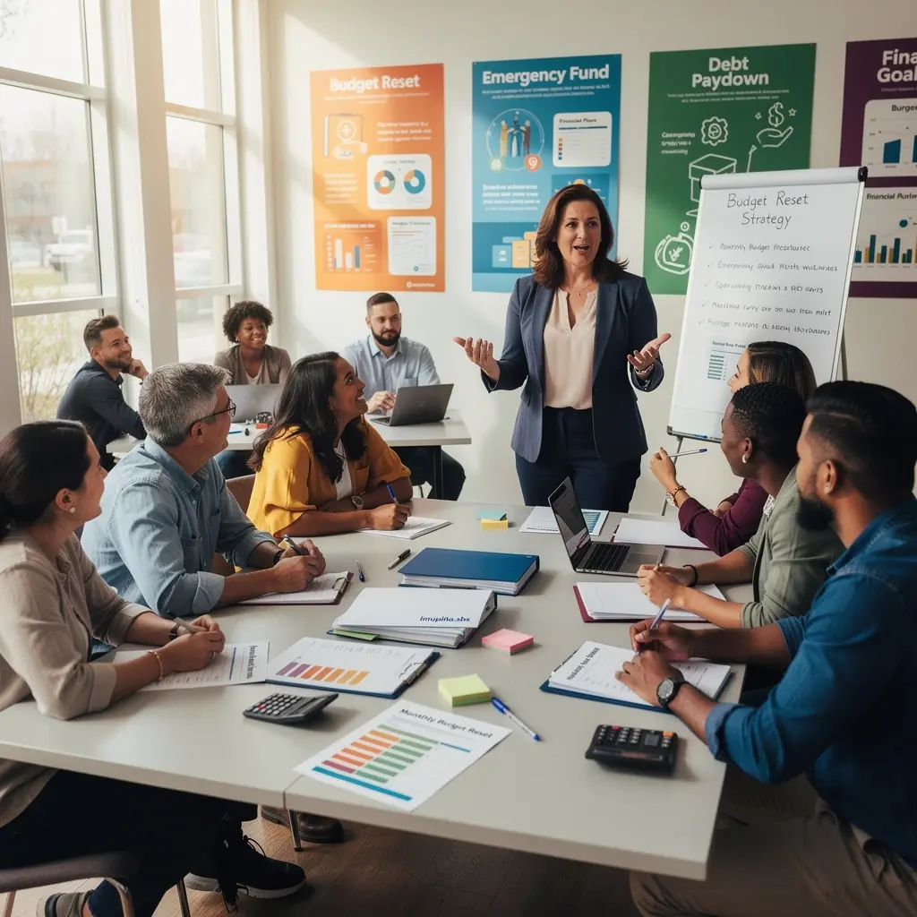 Pénzügyi tanácsadás során használt könyvek és olvasási csomagok, amelyek segítik a költségvetés megértését.